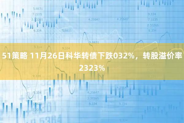 51策略 11月26日科华转债下跌032%，转股溢价率2323%